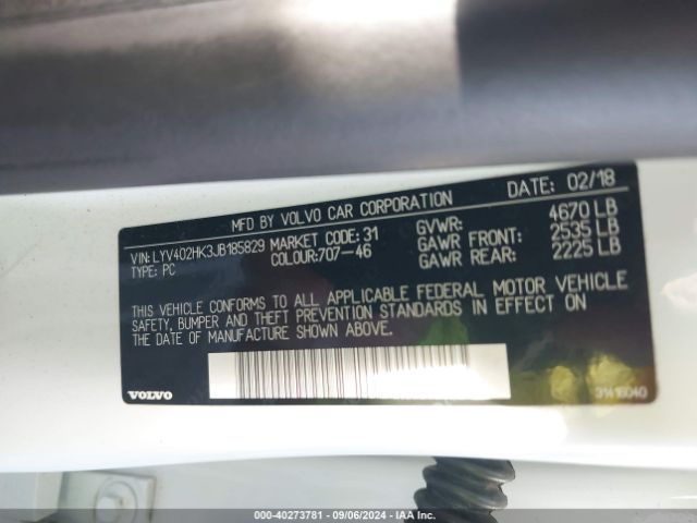 LYV402HK3JB185829 Volvo S60 Inscription T5