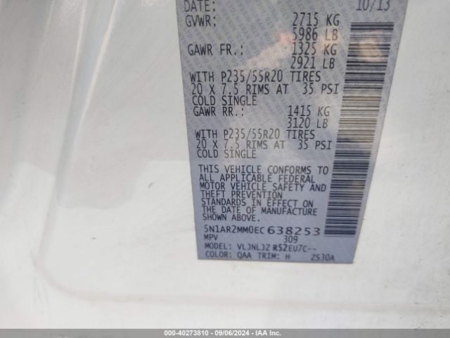 5N1AR2MM0EC638253 Nissan Pathfinder Platinum