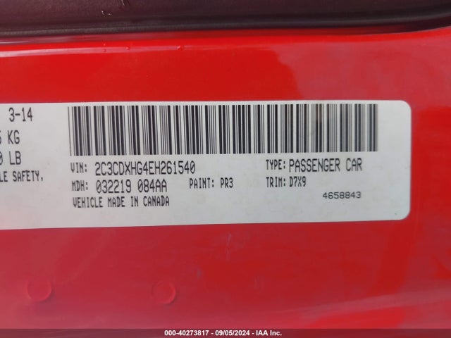 Dodge Charger Sxt 2014 2C3CDXHG4EH261540 Image 9