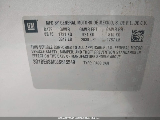 Chevrolet Cruze Lt Auto 2018 3G1BE6SM0JS615549 Image 9