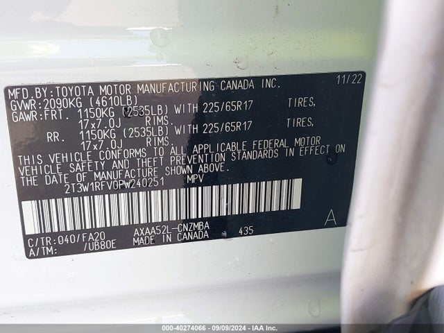 Toyota Rav4 Xle 2023 2T3W1RFV0PW240251 Image 9