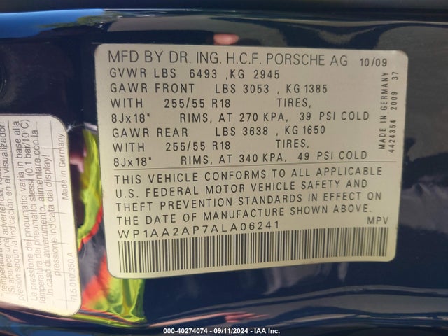 2010 PORSCHE CAYENNE WP1AA2AP7ALA06241 Photo 8