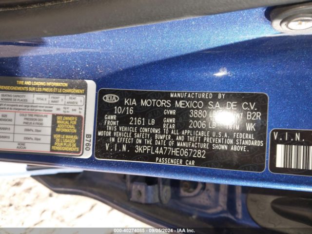 3KPFL4A77HE067282 KIA FORTE LX