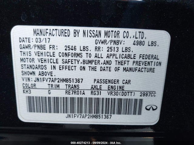 JN1FV7AP2HM851367 Infiniti Q50 3.0t Red Sport 400