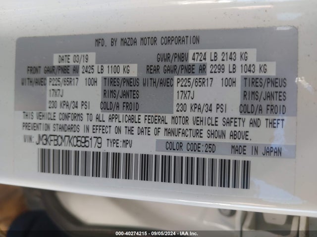 Mazda Cx-5 Touring 2019 JM3KFBCM7K0595179 Image 9
