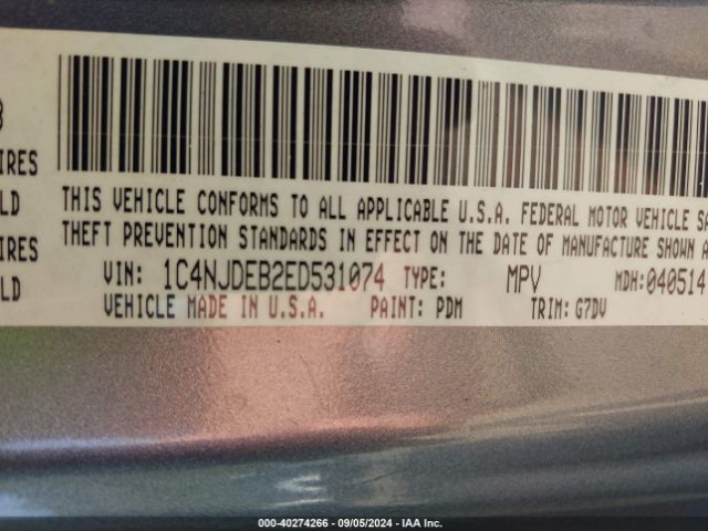 1C4NJDEB2ED531074 Jeep Compass Latitude