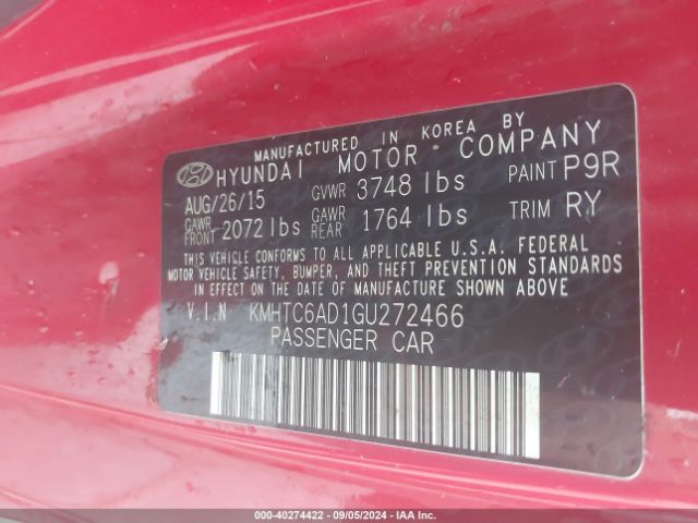 KMHTC6AD1GU272466 Hyundai Veloster