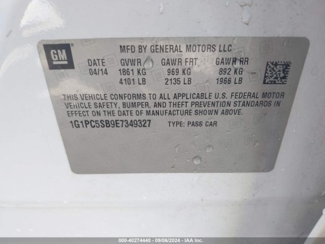 1G1PC5SB9E7349327 Chevrolet Cruze 1lt Auto