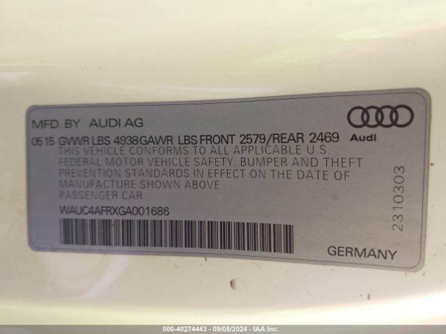WAUC4AFRXGA001686 Audi S5 3.0t Premium Plus