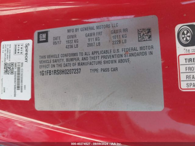 1G1FB1RS8H0207237 Chevrolet Camaro 1lt