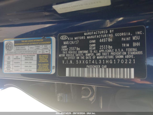KIA Optima Lx 2017 5XXGT4L31HG170221 Image 9