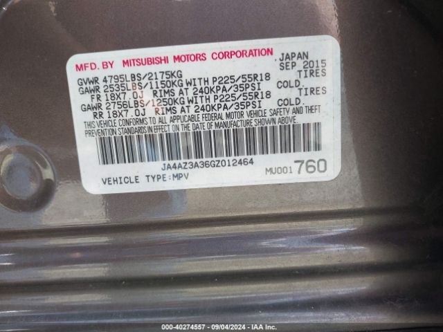 JA4AZ3A36GZ012464 Mitsubishi Outlander Sel