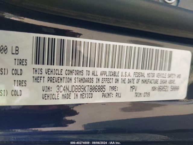3C4NJDBB9KT806885 Jeep Compass Latitude 4x4