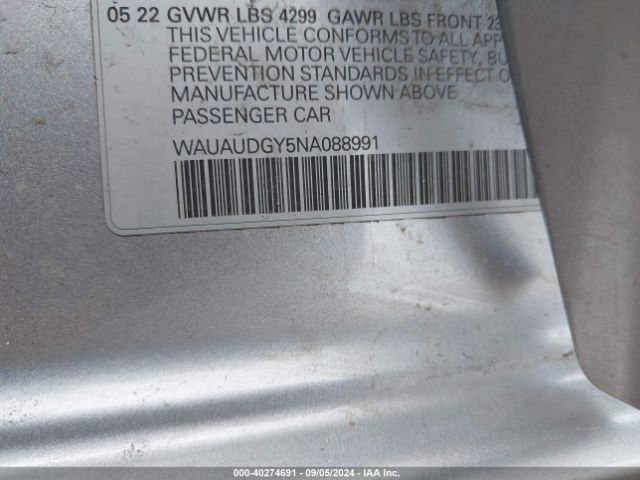 WAUAUDGY5NA088991 Audi A3 Premium 40 Tfsi Front-wheel Drive S Tronic