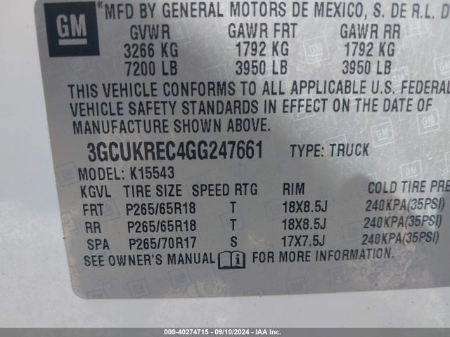 Chevrolet Silverado 1500 2lt 2016 3GCUKREC4GG247661 Image 9