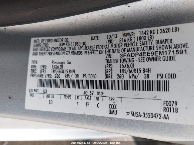 Ford FIESTA SE 2014 3FADP4EE9EM171591 Image 9
