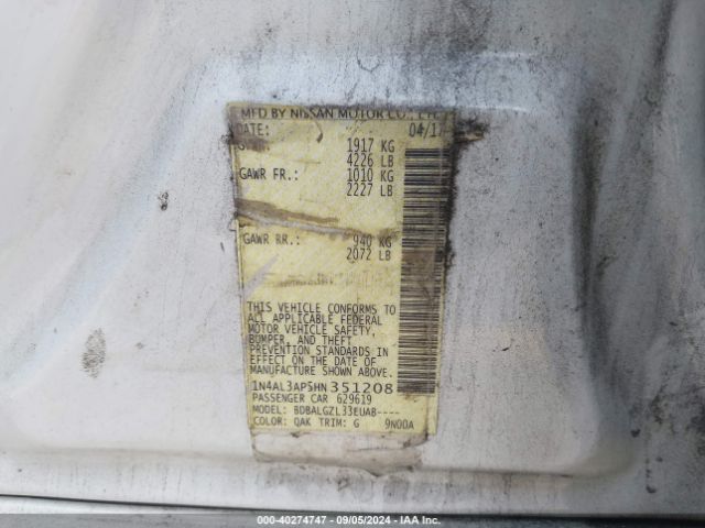 1N4AL3AP5HN351208 Nissan Altima 2.5 S