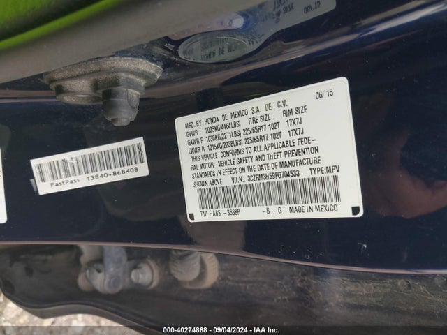Honda CR-V EX 2015 3CZRM3H59FG704533 Image 9