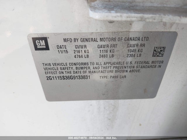 Chevrolet Impala 2lt 2016 2G1115S36G9133831 Image 9