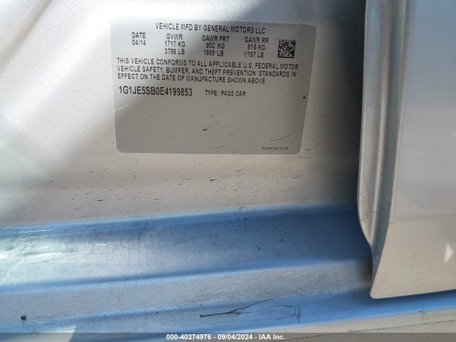 Chevrolet Sonic Ltz Auto 2014 1G1JE5SB0E4199853 Image 9