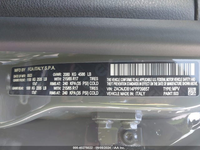 ZACNJDB14PPP39857 Jeep Renegade Upland 4x4