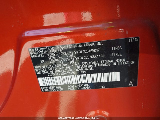 Toyota RAV4 LE 2016 2T3BFREV4GW412976 Image 9