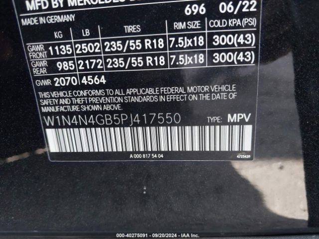 W1N4N4GB5PJ417550 Mercedes-Benz GLA 250