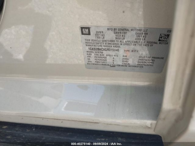 1GKS2BKC8GR315046 GMC YUKON SLT