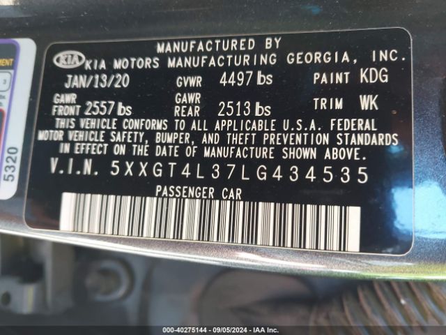 5XXGT4L37LG434535 KIA Optima Se