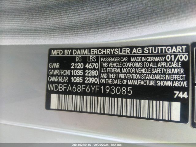 2000 MERCEDES-BENZ SL 500 WDBFA68F6YF193085 Photo 8
