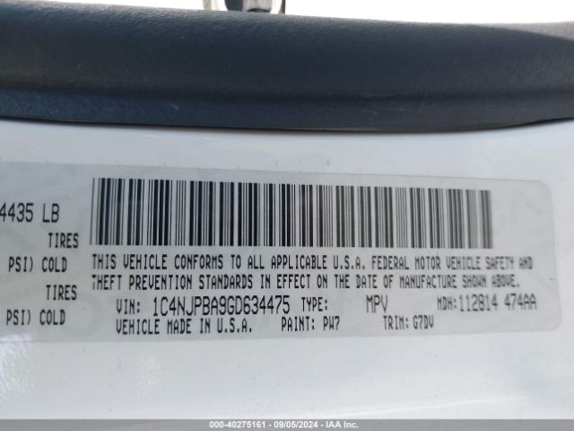 1C4NJPBA9GD634475 Jeep Patriot Sport Se