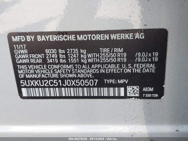 5UXKU2C51J0X50507 BMW X6 Xdrive35i