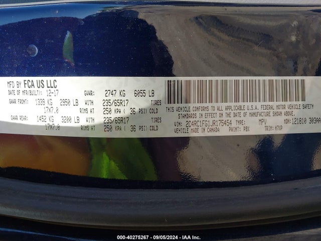 2C4RC1FG1JR175454 Chrysler Pacifica Touring Plus