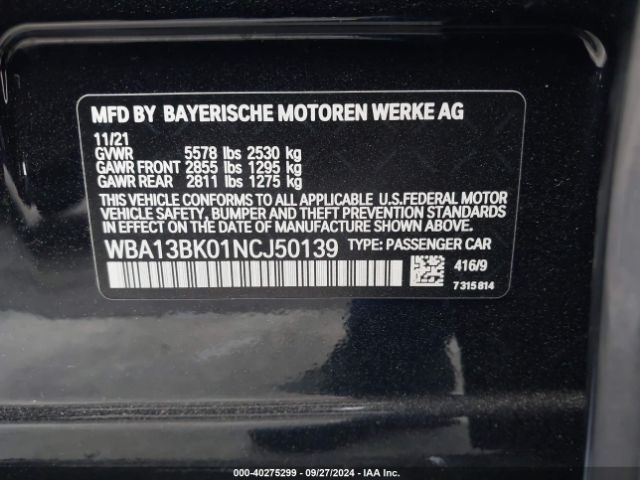 WBA13BK01NCJ50139 BMW M550 I Xdrive