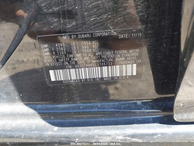 Subaru Impreza 5-door 2020 4S3GTAB65L3705733 Image 9