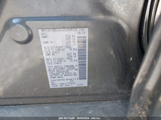 Nissan ROGUE SV 2014 5N1AT2MT4EC848573 Image 9