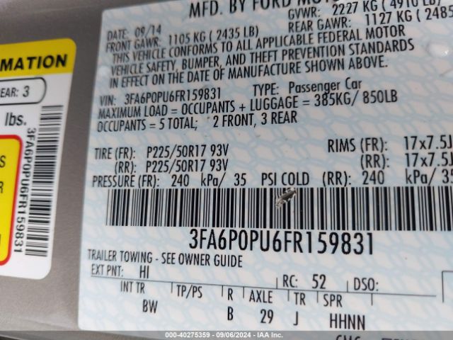 3FA6P0PU6FR159831 Ford Fusion Energi Se Luxury