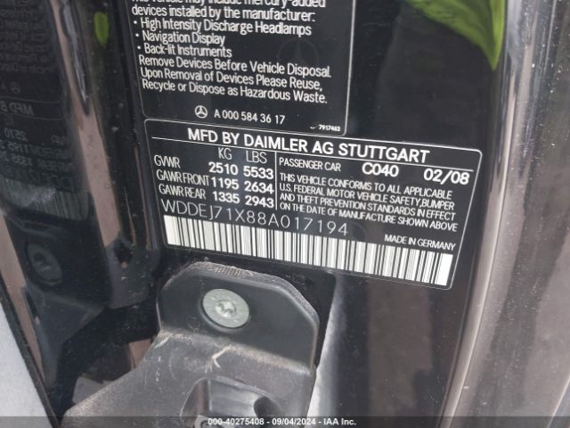 2008 MERCEDES-BENZ CL 550 WDDEJ71X88A017194 Photo 8