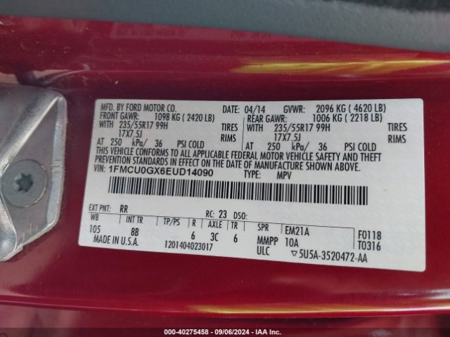 1FMCU0GX6EUD14090 Ford ESCAPE SE