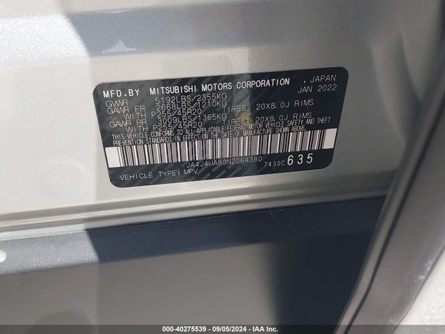 2022 MITSUBISHI OUTLANDER JA4J4UA80NZ064380 Photo 8