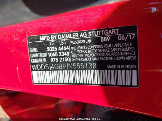 WDDSJ4GB9JN555138 Mercedes-Benz CLA 250 4MATIC