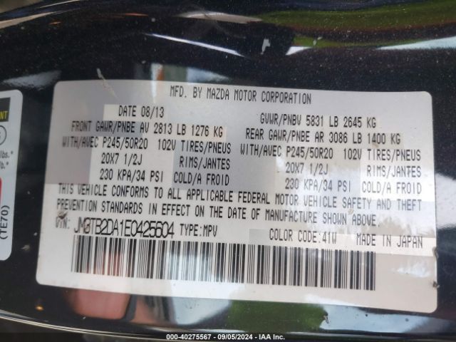 JM3TB2DA1E0425604 Mazda Cx-9 Grand Touring