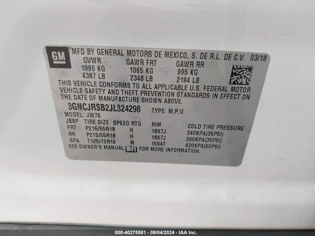 Chevrolet Trax Premier 2018 3GNCJRSB2JL324298 Image 9