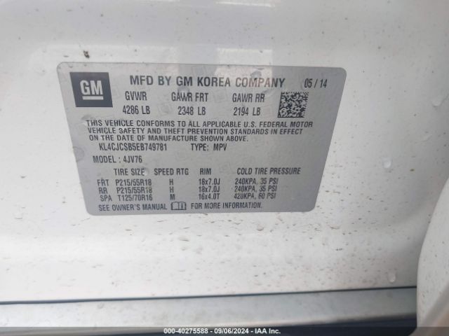 KL4CJCSB5EB749781 Buick Encore Leather