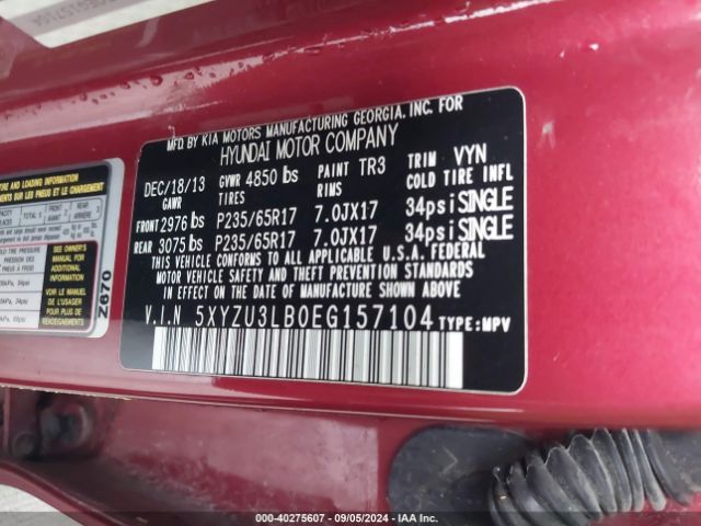 5XYZU3LB0EG157104 Hyundai Santa Fe Sport 2.4l