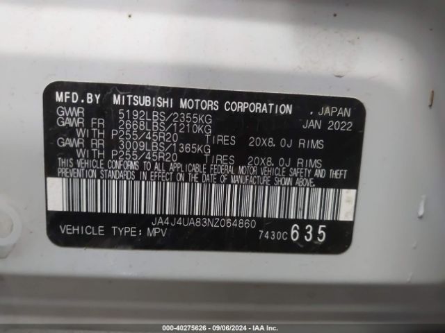 JA4J4UA83NZ064860 Mitsubishi Outlander