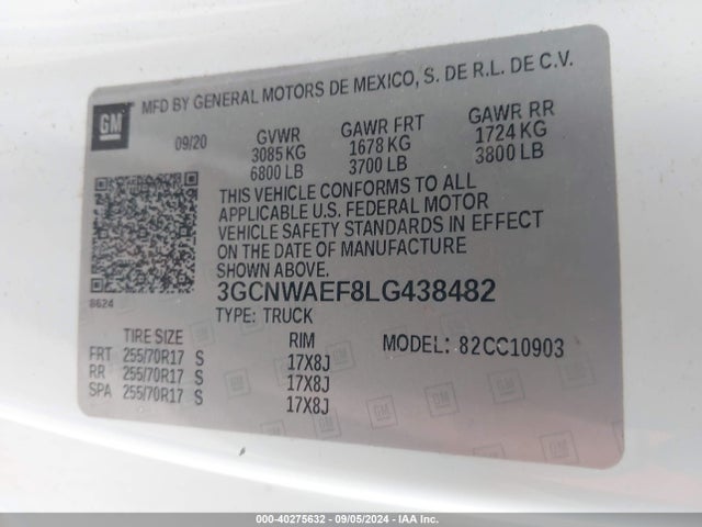 3GCNWAEF8LG438482 Chevrolet Silverado 1500 2wd Regular Cab Long Bed Wt