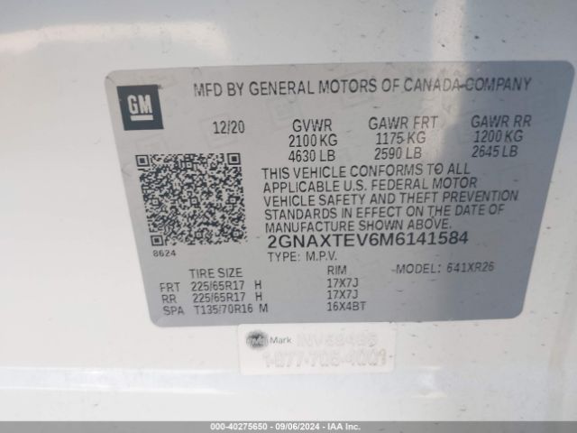 2GNAXTEV6M6141584 Chevrolet Equinox Awd 2fl