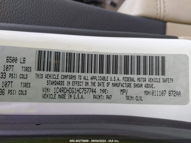 1C4RDHDG1HC757744 Dodge Durango Gt Rwd