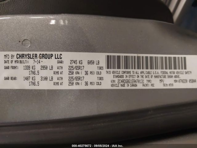 2C4RDGBG1ER470131 Dodge Grand Caravan Se 30th Anniversary